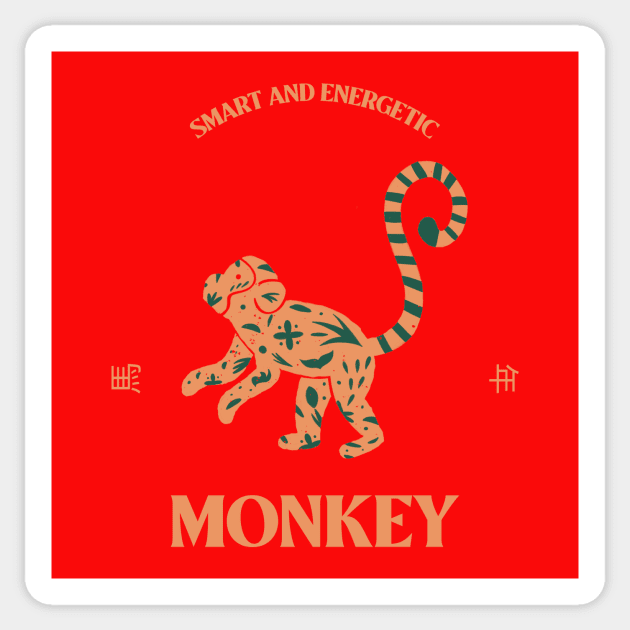 Year of The Monkey - Chinese Zodiac Sticker by Tip Top Tee's